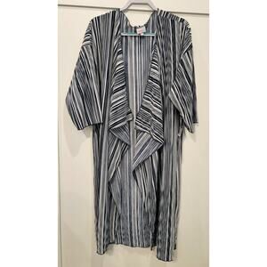 New LulaRoe Women's Blue & White Striped Shirt Shirley Kimono Duster Size Large